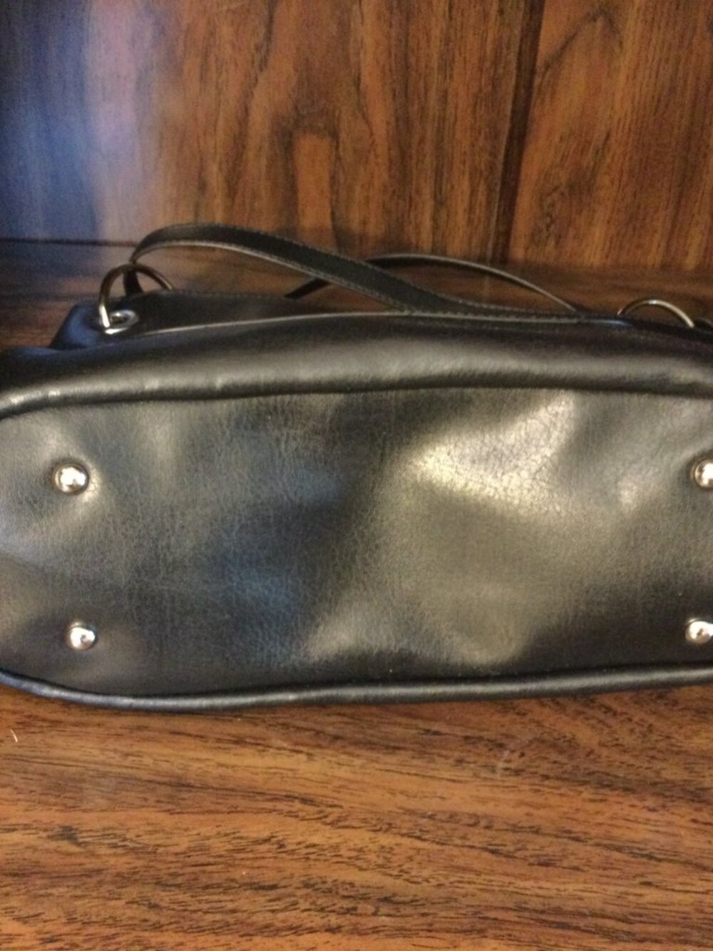 Nicole Miller New York Black Faux Soft Leather Shoulder Bag with Silver hardware - Picture 4 of 9